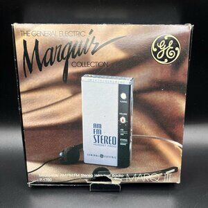 VTG 80s GE Marq III AM FM Stereo Radio 7-1750A w/ Box & Headphones *FOR PARTS